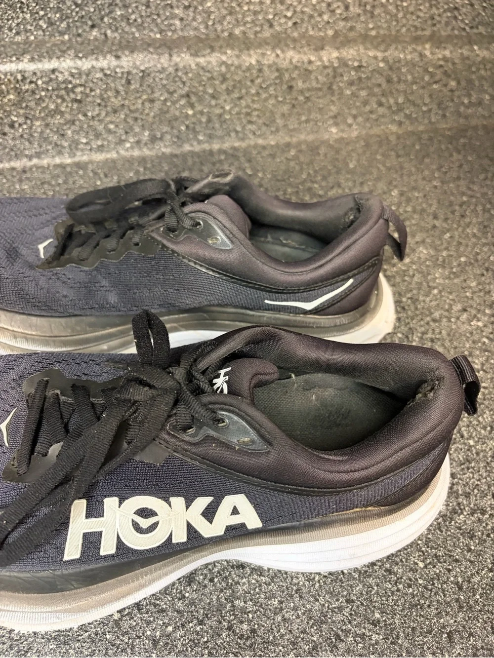 Hoka Men's Black and White Clifton Style Running Shoes